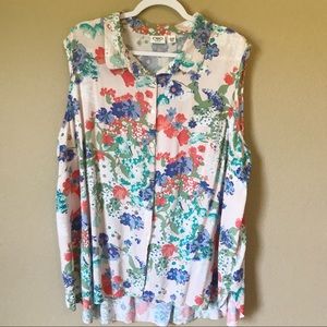 Cato floral button up tank top